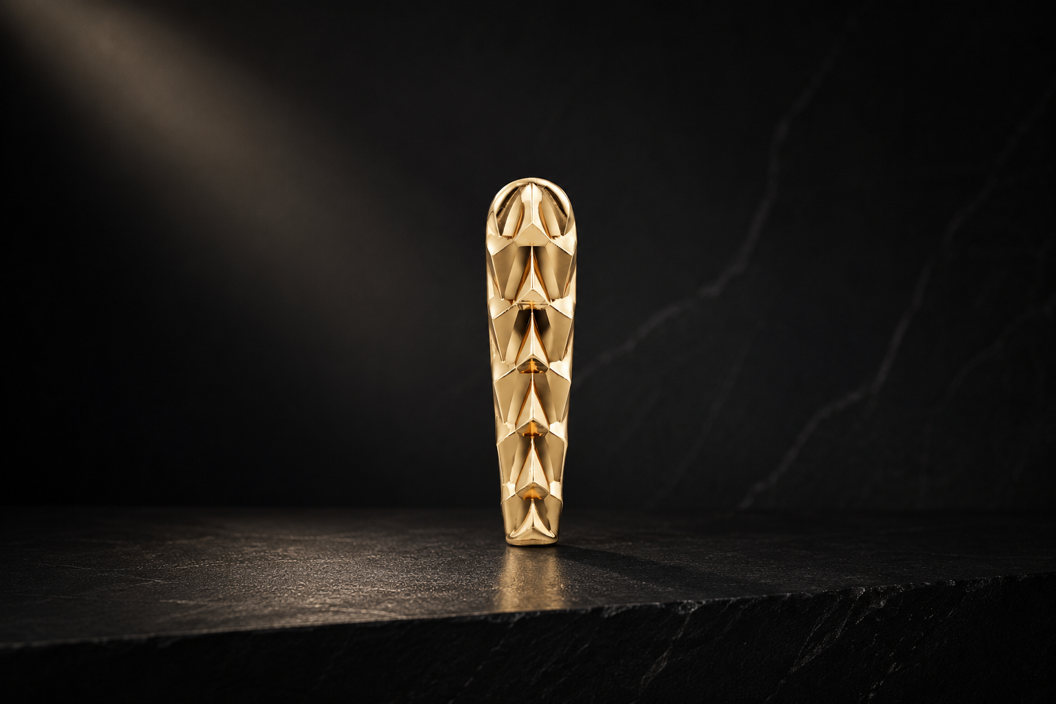 the pyramid on hand sculpted 14k gold metal nail nyc atelier